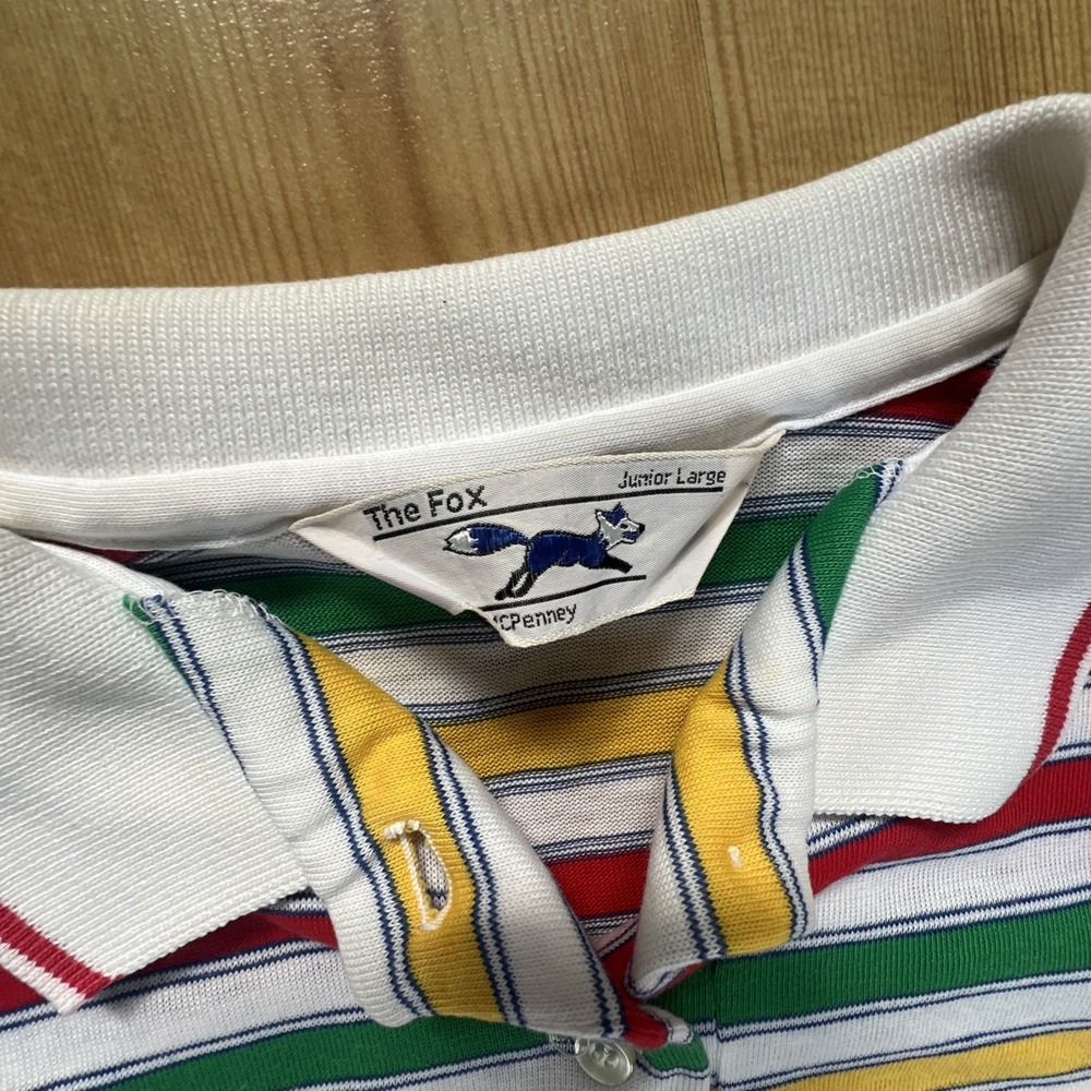 Vintage JC Pennys Multicolor Stripes Polo Women's Girls‎ Junior Large The Fox - Picture 2 of 10